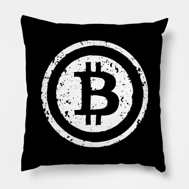 Bitcon HODL Bitcoin Vintage White Pillow by Bluebird Moon