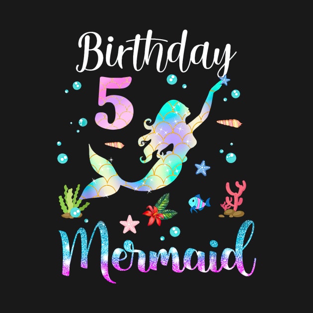 5 Years Old Birthday Mermaid Happy 5th Birthday by Vintage White Rose Bouquets