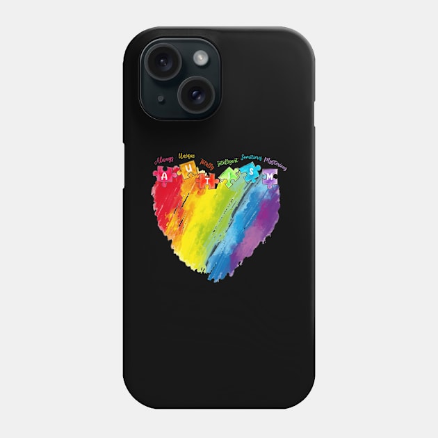 Always Unique Puzzle Heart  Autism Awareness Phone Case by FrancisDouglasOfficial