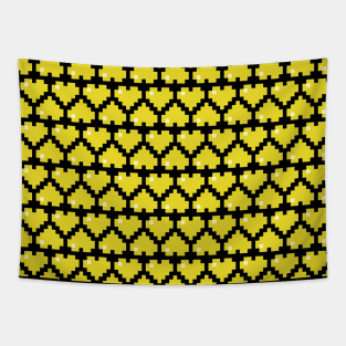 Seamless Pattern of Yellow Pixel Hearts Tapestry