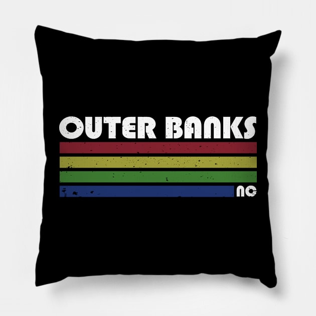 Outer Banks, NC - Retro Vintage Pillow by Brad T