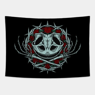 Frog Skull Rose Tapestry