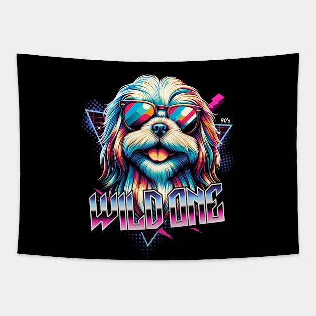 Wild One Shih Tzu Tapestry by Miami Neon Designs