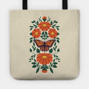 Boho Butterfly Vintage Botanical Design // Pink Tote