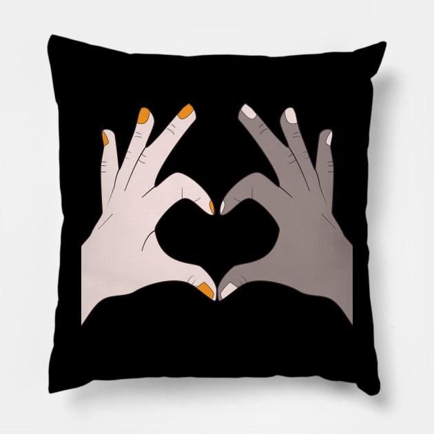 Hands Making Heart Shape Love Sign Language Valentine's Day Pillow by Okuadinya