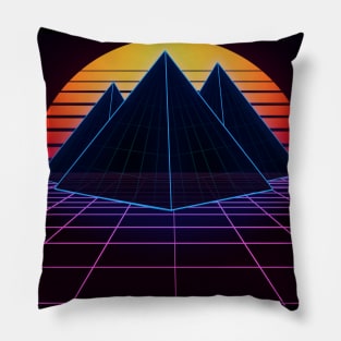 Outrun Pyramids in Neon Pillow