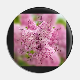 Pink lilac flowers on green background Pin