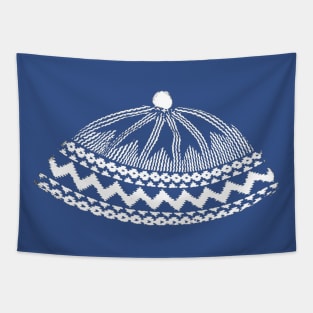 Kufi Haji Muslim Hat Blue Design Tapestry