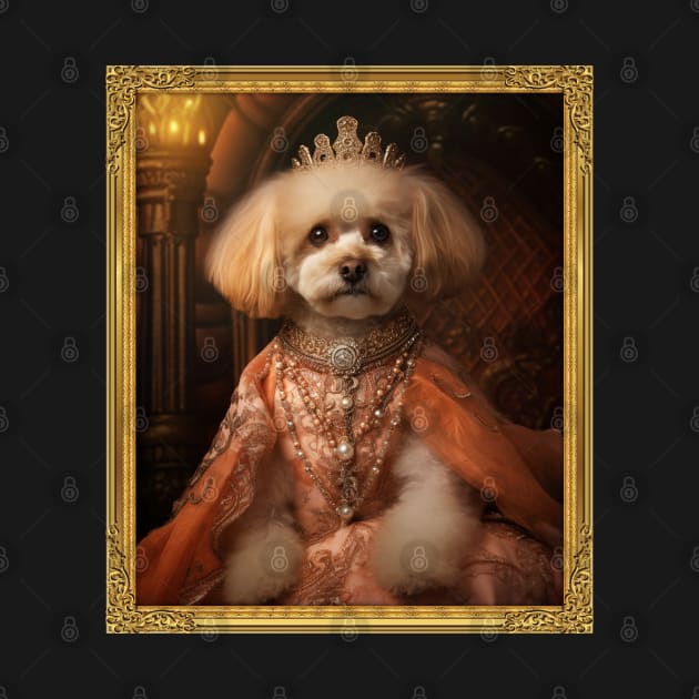 Graceful Apricot Bichon Frisé - Medieval Spanish Princess (Framed) by HUH? Designs