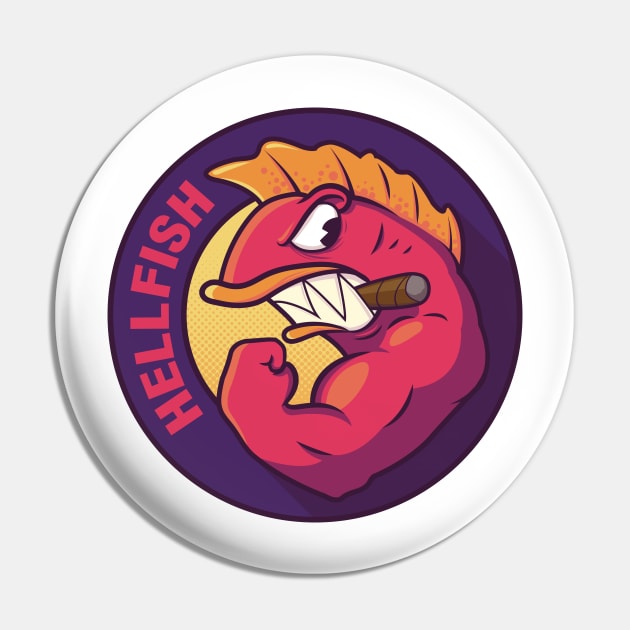 The Flying Hellfish Pin by tvshirts