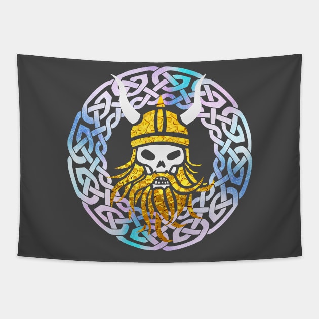 Viking Skull Tapestry by Wild Geometric