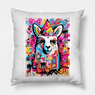 Cartoon Alpaca Graffiti #3 Pillow