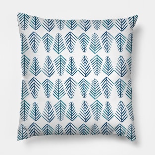 Watercolor pine trees pattern  - dark teal Pillow