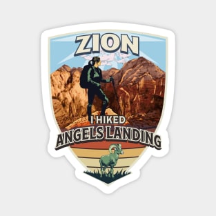 I Hiked Angels Landing in Zion National Park with Bighorn Sheep and Hiker Design for Women Magnet