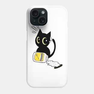 Cute black cat spilled mayonnaise Phone Case