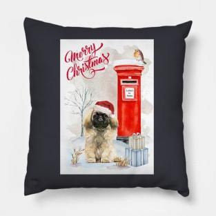 Pekingese Merry Christmas Santa Dog Pillow