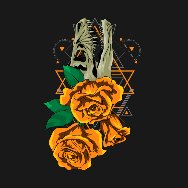 retro skull rose by SHINIGAMII