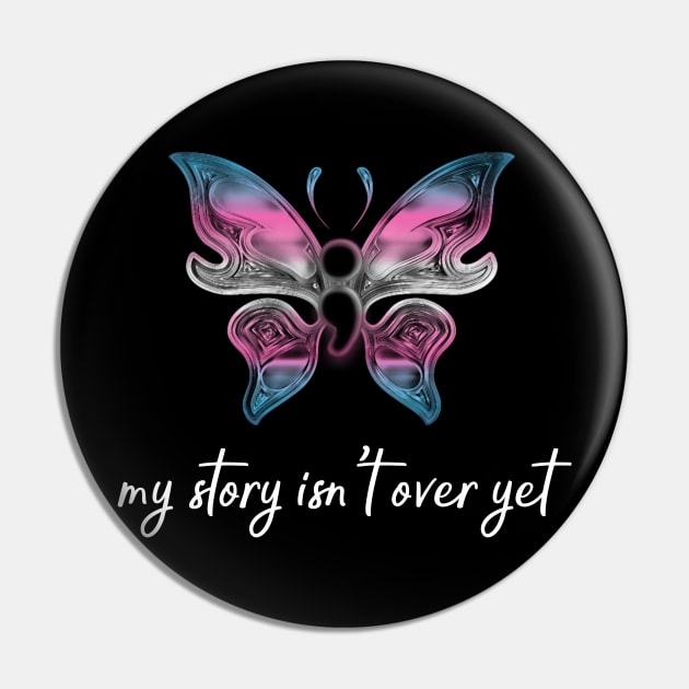 Transgender Semicolon Project Depression Awareness Suicide Prevention Trans Pride Pin by AmbersDesignsCo