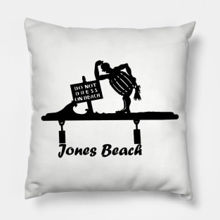 Jones Beach Art Deco Sign - Do Not Dress On Beach Pillow