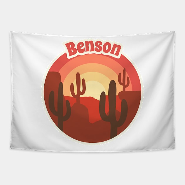 Benson Arizona Desert Camping Hiking, California Desert, Mojave Desrt, Sand, Red Sun and Cactus, Benson T-shirt Tapestry by AbsurdStore