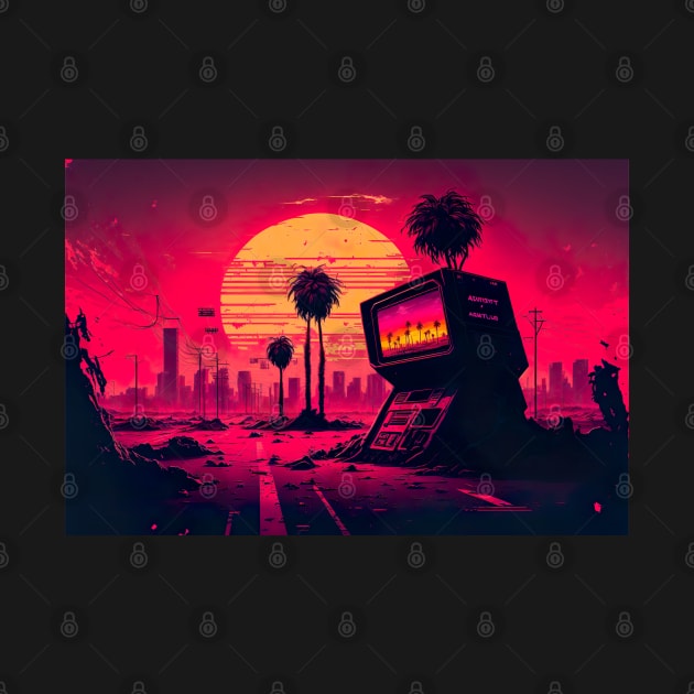 Old Arcade Machine Chilling Under Synthwave Sun by Nightarcade