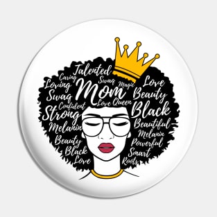 Black Mom Afro Word Art Mothers Day Gift Pin