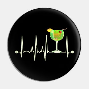 Funny Cocktail Baloon Glass Heartbeat Happy Cocktail Hour Pin