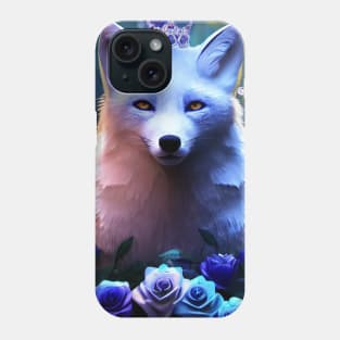 White fox with silver crown Phone Case