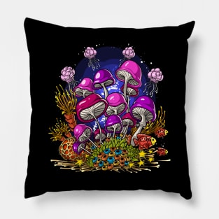 Ocean Bottom Magic Mushrooms Pillow