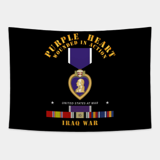 Purple Heart - WIA w IRAQ SVC w Purple Heart Ribbon Tapestry