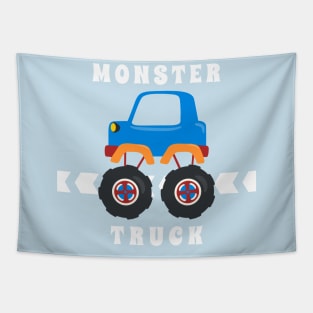 Vector illustration of monster truck with cartoon style. Tapestry