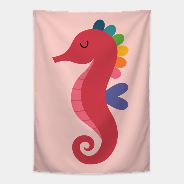 Rainbow Seahorse Tapestry by AndyWestface