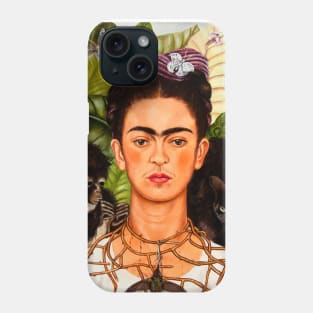 Frida Kahlo Exhibition Art Poster - "Self-Portrait with Thorn Necklace and Hummingbird" 1988 Phone Case