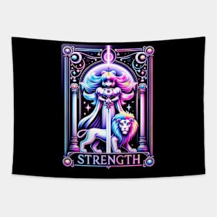 Strength Tarot Card Kawaii Cute Pastel Goth Tapestry