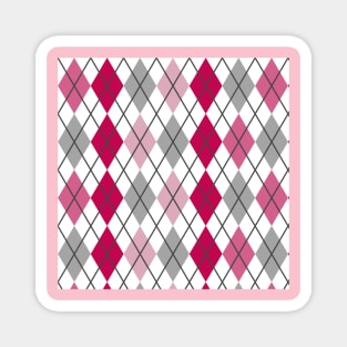 Argyle Magenta Dusty Pink Red Grey Plum Black Punk Rock Retro Magnet