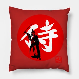 samurai kanji red Pillow