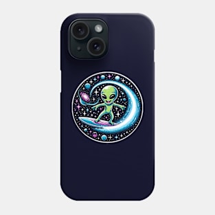 Alien surfing in outer space Phone Case