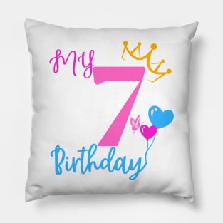 7th Birthday Girl Shirt - Cute Tee for Seventh Birthday Celebration Pillow