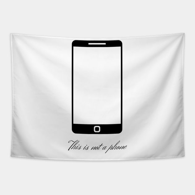 This is not a phone (black design) Tapestry by firstsapling@gmail.com