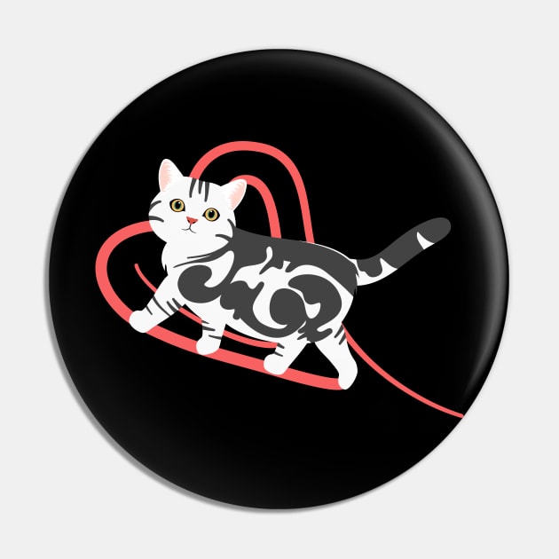 Love American Shorthair Cat Pin by LulululuPainting