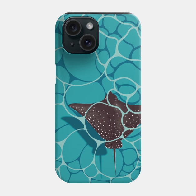 Stingray in water Phone Case by Flaxenart