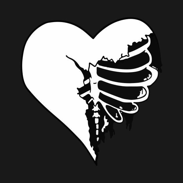 Skeleton Heart Emo Love Gothic Grunge Tattoo skull Halloween by Prolifictees