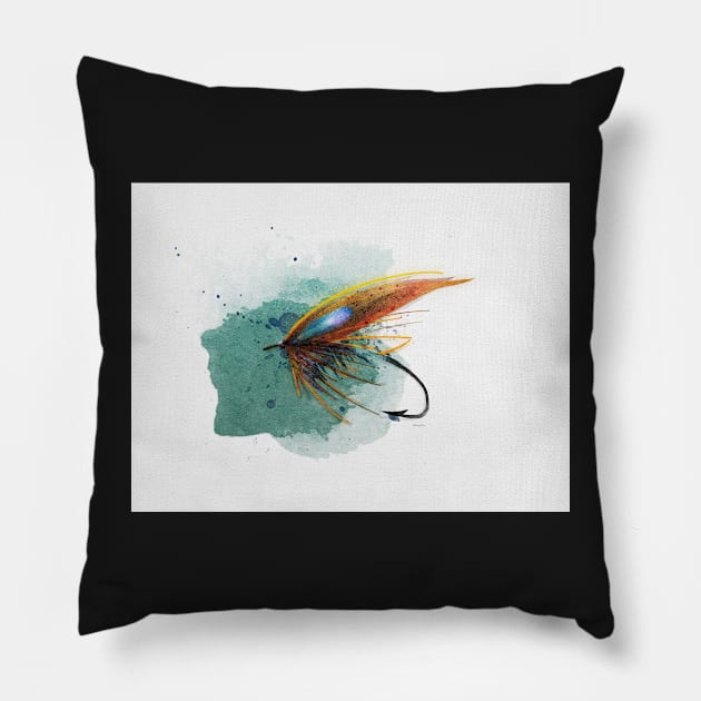 The Salmon Fly No.1 Pillow by MikaelJenei