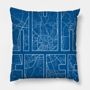 Munster, Germany City Map Typography - Blueprint Pillow