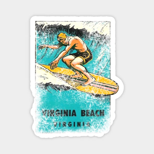 Virginia Beach Vintage Surfing Magnet by Hilda74