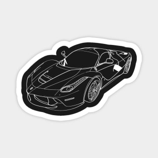 La Ferrari Wireframe White Drawing Magnet