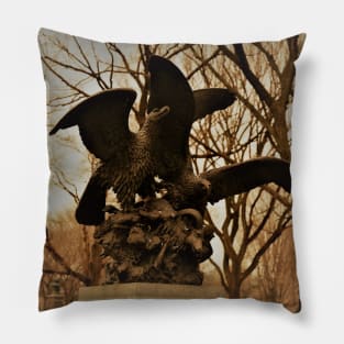 Eagles and Prey Sculpture in NYC Central Park Pillow