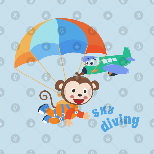 Vector illustration of a cute skydiver . by KIDS APPAREL