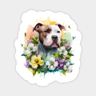 Pit bull Floral Magnet