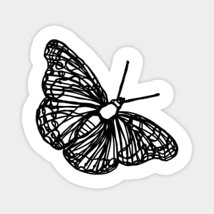 Butterfly line art black, no background Magnet